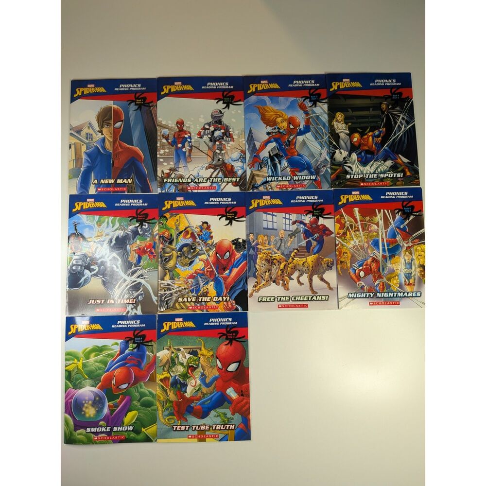 Marvel Spider-Man Scholastic Phonics Reading Books Complete 10 Book Set